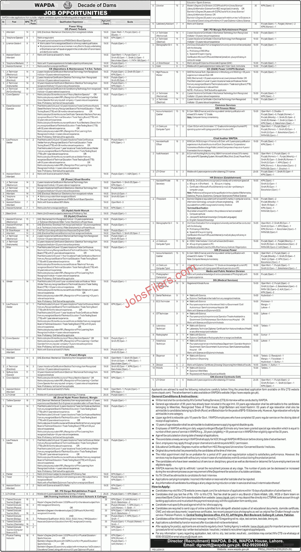 WAPDA Jobs 2026
