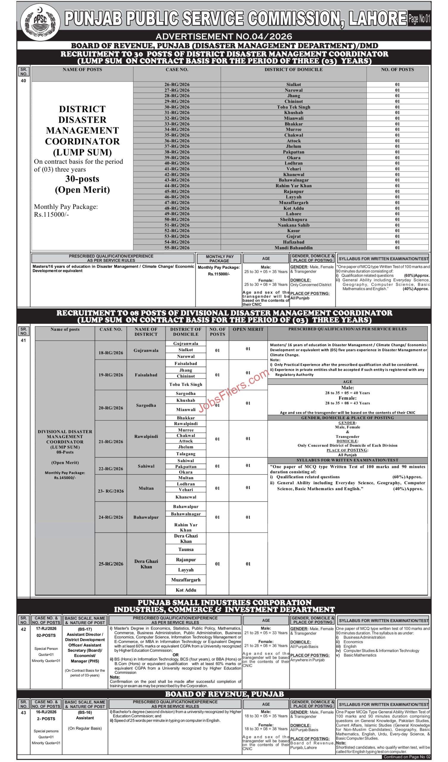 PPSC Jobs 2026 Advertisement 04/2026